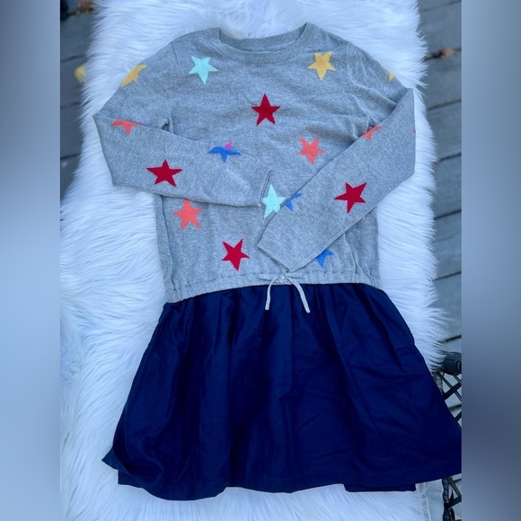 NWT - Gap Kids Girls Drop Waist Star Sweater Dress w Full Skirt - Size L (10) - Picture 1 of 7